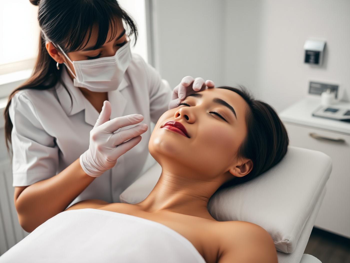 Provider performing a gentle in-clinic facial treatment on a patient
